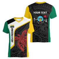 Personalised PNG Hela Province Women V-Neck T-Shirt Bird of Paradise Tattoo Flag Motif - Polynesian Pride