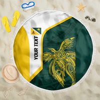 Personalised PNG Jiwaka Province Beach Blanket Bird of Paradise Tattoo Flag Motif - Polynesian Pride