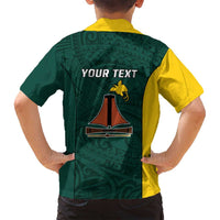 Personalised PNG Jiwaka Province Family Matching Long Sleeve Bodycon Dress and Hawaiian Shirt Bird of Paradise Tattoo Flag Motif - Polynesian Pride