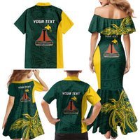 Personalised PNG Jiwaka Province Family Matching Mermaid Dress and Hawaiian Shirt Bird of Paradise Tattoo Flag Motif - Polynesian Pride