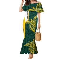 Personalised PNG Jiwaka Province Family Matching Mermaid Dress and Hawaiian Shirt Bird of Paradise Tattoo Flag Motif - Polynesian Pride