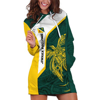 Personalised PNG Jiwaka Province Hoodie Dress Bird of Paradise Tattoo Flag Motif - Polynesian Pride