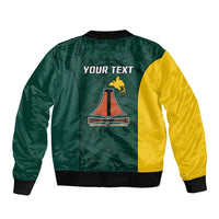 Personalised PNG Jiwaka Province Sleeve Zip Bomber Jacket Bird of Paradise Tattoo Flag Motif - Polynesian Pride