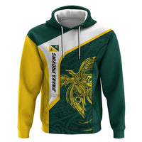 Personalised PNG Jiwaka Province Zip Hoodie Bird of Paradise Tattoo Flag Motif - Polynesian Pride