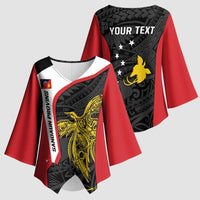 Personalised PNG Sandaun Province Kimono Sleeve Blouse Bird of Paradise Tattoo Flag Motif - Polynesian Pride
