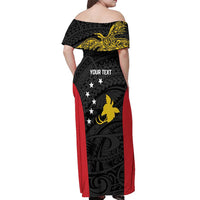 Personalised PNG Sandaun Province Off Shoulder Maxi Dress Bird of Paradise Tattoo Flag Motif - Polynesian Pride