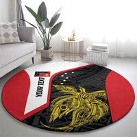Personalised PNG Sandaun Province Round Carpet Bird of Paradise Tattoo Flag Motif - Polynesian Pride