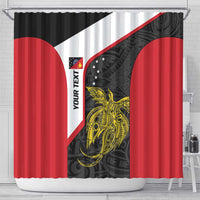 Personalised PNG Sandaun Province Shower Curtain Bird of Paradise Tattoo Flag Motif - Polynesian Pride