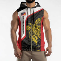 Personalised PNG Sandaun Province Sleeveless Zip Hoodie Bird of Paradise Tattoo Flag Motif - Polynesian Pride