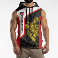 Personalised PNG Sandaun Province Sleeveless Zip Hoodie Bird of Paradise Tattoo Flag Motif - Polynesian Pride