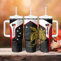 Personalised PNG Sandaun Province Tumbler With Handle Bird of Paradise Tattoo Flag Motif - Polynesian Pride