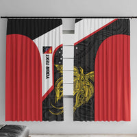 Personalised PNG Sandaun Province Window Curtain Bird of Paradise Tattoo Flag Motif - Polynesian Pride