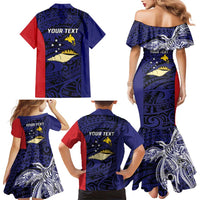 Personalised PNG West New Britain Province Family Matching Mermaid Dress and Hawaiian Shirt Bird of Paradise Tattoo Flag Motif - Polynesian Pride