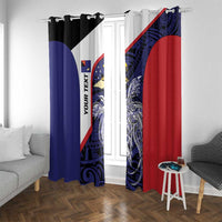Personalised PNG West New Britain Province Window Curtain Bird of Paradise Tattoo Flag Motif - Polynesian Pride