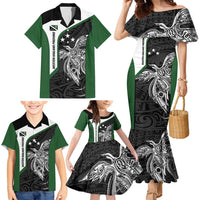 Personalised PNG Western Highlands Province Family Matching Mermaid Dress and Hawaiian Shirt Bird of Paradise Tattoo Flag Motif - Polynesian Pride
