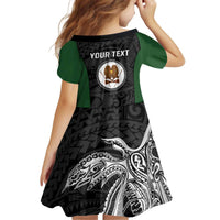Personalised PNG Western Highlands Province Kid Short Sleeve Dress Bird of Paradise Tattoo Flag Motif - Polynesian Pride
