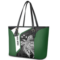 Personalised PNG Western Highlands Province Leather Tote Bag Bird of Paradise Tattoo Flag Motif - Polynesian Pride