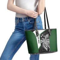 Personalised PNG Western Highlands Province Leather Tote Bag Bird of Paradise Tattoo Flag Motif - Polynesian Pride