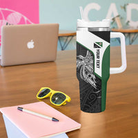 Personalised PNG Western Highlands Province Tumbler With Handle Bird of Paradise Tattoo Flag Motif - Polynesian Pride