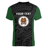 Personalised PNG Western Highlands Province Women V-Neck T-Shirt Bird of Paradise Tattoo Flag Motif - Polynesian Pride