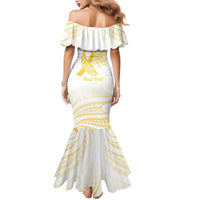 Be Bold Go Gold Polyneisan Ribbon Childhood Personalised Family Matching Mermaid Dress and Hawaiian Shirt