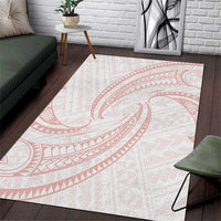 White Sunday Lotu Tamaiti Area Rug Polynesian Wave Pastel Blush - Polynesian Pride