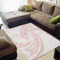 White Sunday Lotu Tamaiti Area Rug Polynesian Wave Pastel Blush - Polynesian Pride