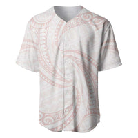 White Sunday Lotu Tamaiti Baseball Jersey Polynesian Wave Pastel Blush - Polynesian Pride