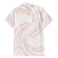 White Sunday Lotu Tamaiti Family Matching Short Sleeve Bodycon Dress and Hawaiian Shirt Polynesian Wave Pastel Blush - Polynesian Pride