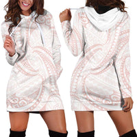White Sunday Lotu Tamaiti Hoodie Dress Polynesian Wave Pastel Blush - Polynesian Pride