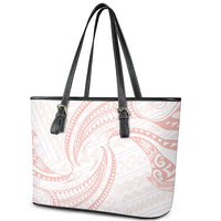 White Sunday Lotu Tamaiti Leather Tote Bag Polynesian Wave Pastel Blush - Polynesian Pride