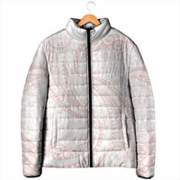 White Sunday Lotu Tamaiti Padded Jacket Polynesian Wave Pastel Blush LT9 - Polynesian Pride
