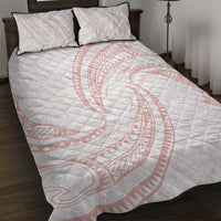 White Sunday Lotu Tamaiti Quilt Bed Set Polynesian Wave Pastel Blush - Polynesian Pride