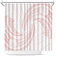 White Sunday Lotu Tamaiti Shower Curtain Polynesian Wave Pastel Blush - Polynesian Pride