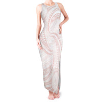White Sunday Lotu Tamaiti Tank Maxi Dress Polynesian Wave Pastel Blush - Polynesian Pride