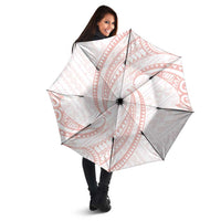 White Sunday Lotu Tamaiti Umbrella Polynesian Wave Pastel Blush - Polynesian Pride