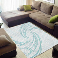 White Sunday Lotu Tamaiti Area Rug Polynesian Wave Pastel Cyan - Polynesian Pride