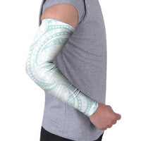 White Sunday Lotu Tamaiti Arm Sleeves Polynesian Wave Pastel Cyan LT9 - Polynesian Pride