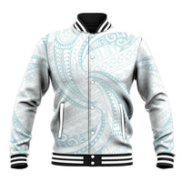 White Sunday Lotu Tamaiti Baseball Jacket Polynesian Wave Pastel Cyan LT9 Unisex Cyan - Polynesian Pride