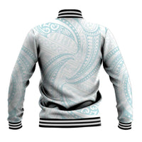 White Sunday Lotu Tamaiti Baseball Jacket Polynesian Wave Pastel Cyan LT9 - Polynesian Pride