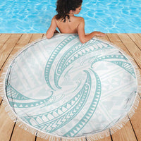 White Sunday Lotu Tamaiti Beach Blanket Polynesian Wave Pastel Cyan - Polynesian Pride