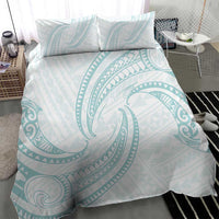 White Sunday Lotu Tamaiti Bedding Set Polynesian Wave Pastel Cyan - Polynesian Pride