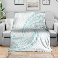 White Sunday Lotu Tamaiti Blanket Polynesian Wave Pastel Cyan - Polynesian Pride