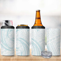 White Sunday Lotu Tamaiti 4 in 1 Can Cooler Tumbler Polynesian Wave Pastel Cyan - Polynesian Pride