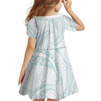 White Sunday Lotu Tamaiti Family Matching Summer Maxi Dress and Hawaiian Shirt Polynesian Wave Pastel Cyan - Polynesian Pride