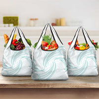 White Sunday Lotu Tamaiti Grocery Bag Polynesian Wave Pastel Cyan - Polynesian Pride