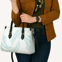 White Sunday Lotu Tamaiti Leather Bag Polynesian Wave Pastel Cyan - Polynesian Pride