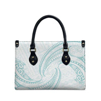 White Sunday Lotu Tamaiti Leather Bag Polynesian Wave Pastel Cyan - Polynesian Pride