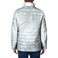 White Sunday Lotu Tamaiti Padded Jacket Polynesian Wave Pastel Cyan LT9 - Polynesian Pride