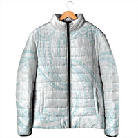 White Sunday Lotu Tamaiti Padded Jacket Polynesian Wave Pastel Cyan LT9 - Polynesian Pride